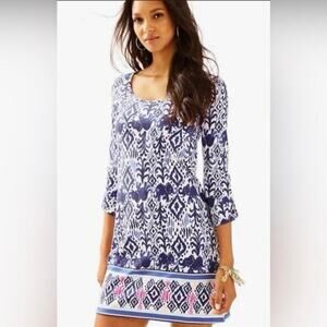 Lilly Pulitzer Ocean Ridge Shift Dress Batik Print  Resortwear Coastal Vacation